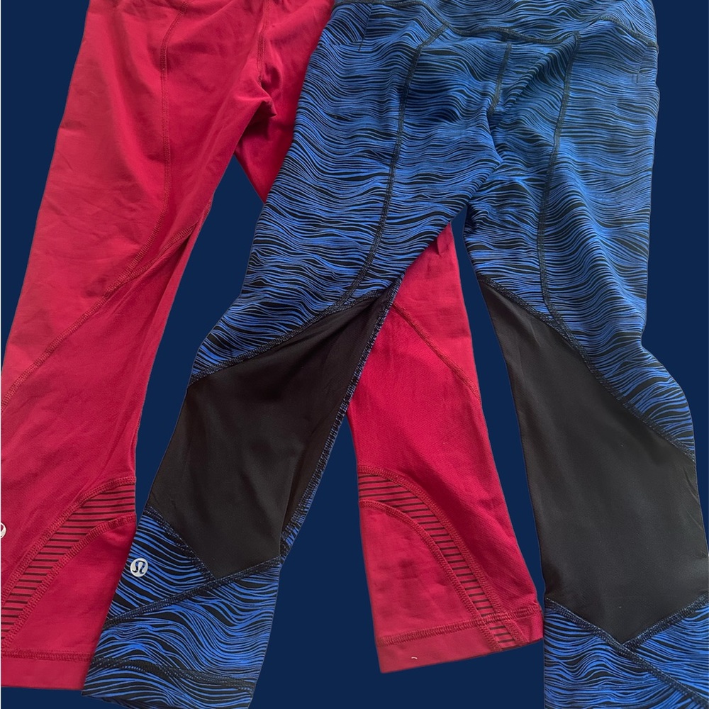 Lulu lemon leggings 12” X 22” size XS red and blue
